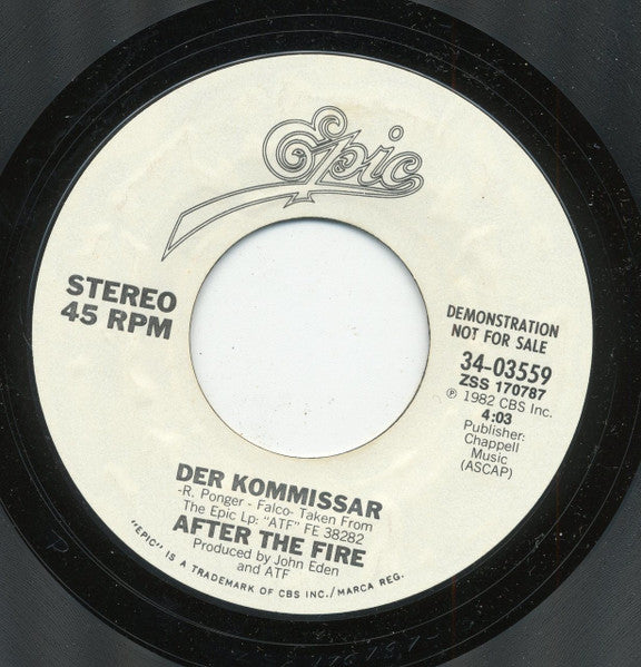 After The Fire : Der Kommissar (7", Single, Promo, Styrene)