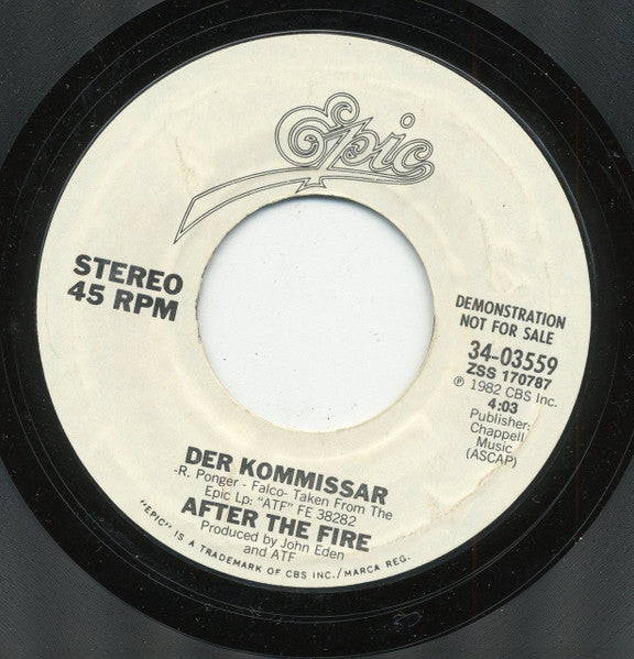 After The Fire : Der Kommissar (7", Single, Promo, Styrene)