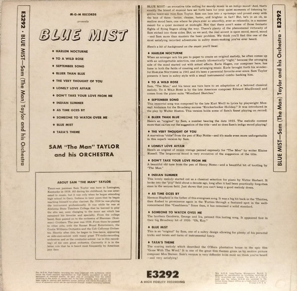 Sam Taylor And His Orchestra : Blue Mist (LP, Album, Mono)
