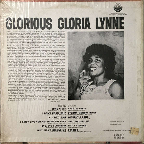 Gloria Lynne : Glorious (LP, Album, Mono)