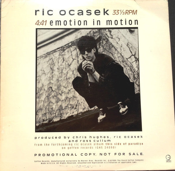 Ric Ocasek : Emotion In Motion (12", Promo)