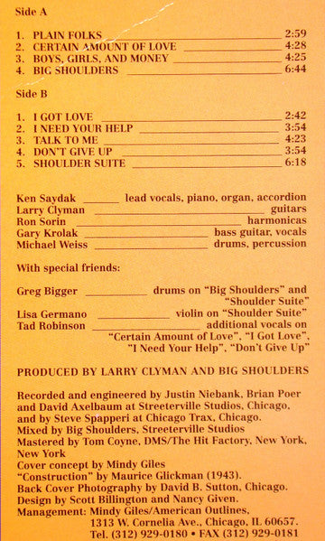 Big Shoulders : Big Shoulders (LP, Album)