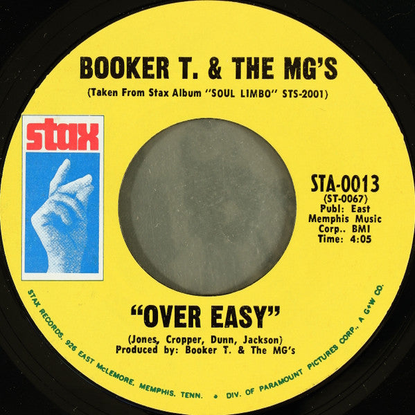Booker T & The MG's : Over Easy / Hang 'Em High (7", Single, Mono, Styrene, Pit)