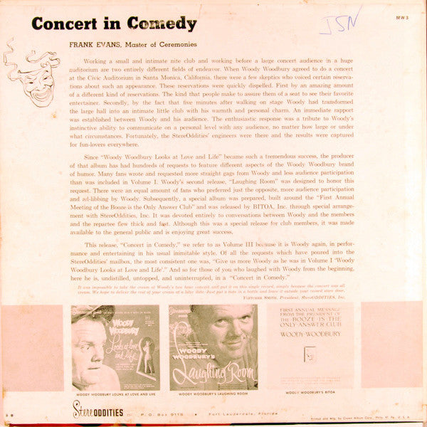 Woody Woodbury : Woody Woodbury's Concert In Comedy (LP)