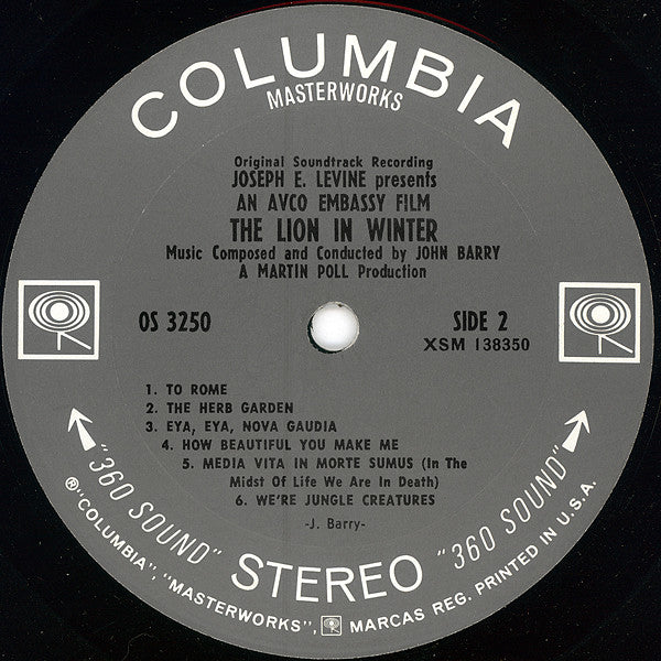 John Barry : The Lion In Winter (Original Motion Picture Soundtrack) (LP, Album, Pit)