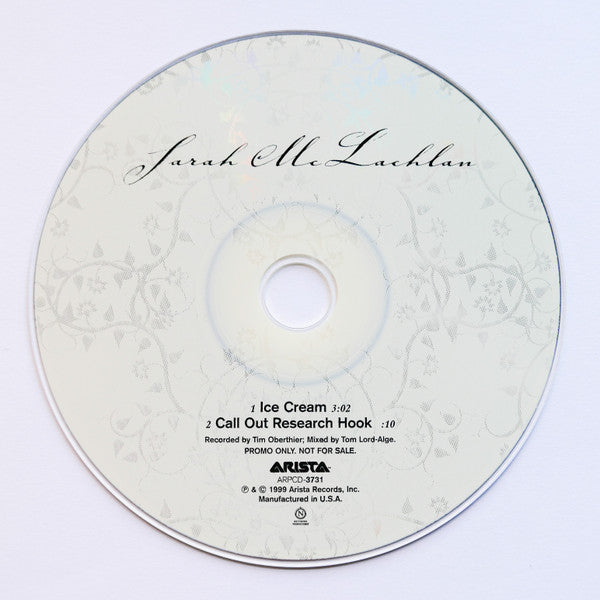 Sarah McLachlan : Ice Cream (CD, Single, Promo)