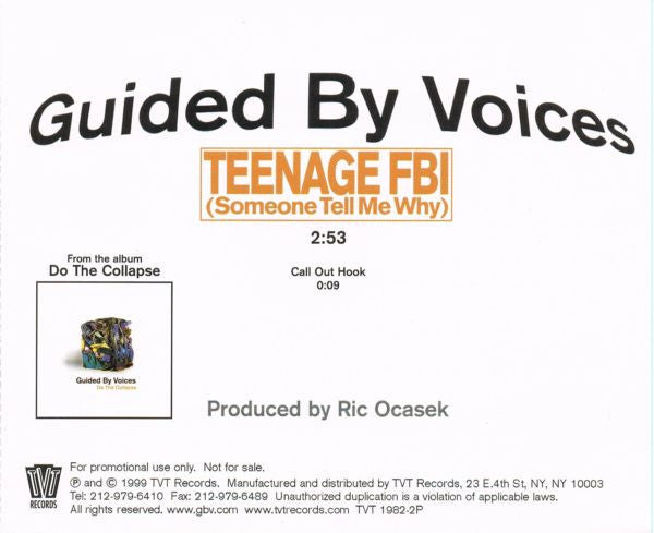 Guided By Voices : Teenage FBI (Someone Tell Me Why) (CD, Promo)