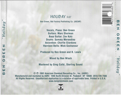 Ben Green : Holiday (CD, Single)