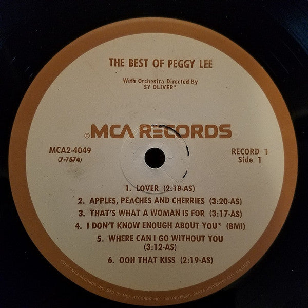 Peggy Lee : The Best Of Peggy Lee (2xLP, Comp, RE, Tan)