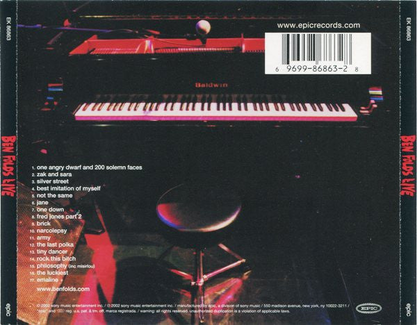 Ben Folds : Ben Folds Live (CD, Album, Exp + DVD-V, Promo, NTSC + Ltd)