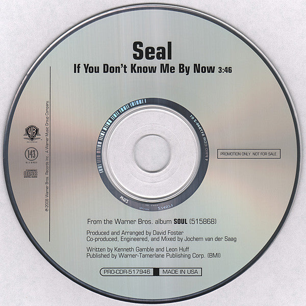Seal : If You Don't Know Me By Now (CD, Single, Promo)