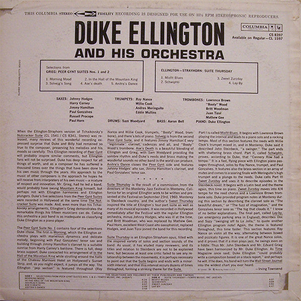 Duke Ellington And His Orchestra : Selections From Peer Gynt Suites Nos. 1 & 2 And Suite Thursday (LP, Album)