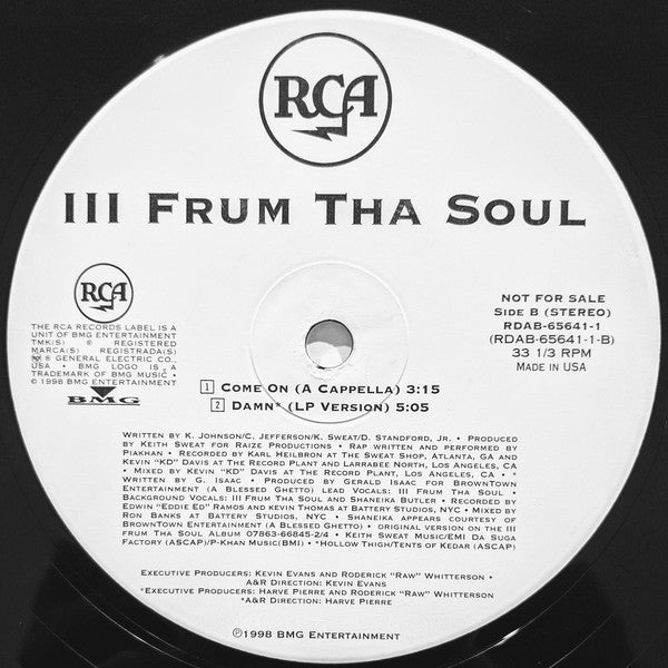 III Frum Tha Soul : Come On (12", Promo)