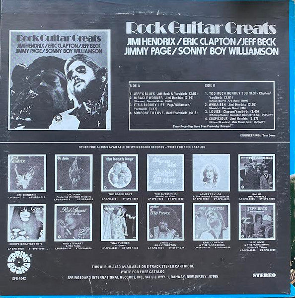 Jimi Hendrix  /  Eric Clapton  /  Jeff Beck  /  Jimmy Page  /  Sonny Boy Williamson (2) : Rock Guitar Greats (LP, Comp)