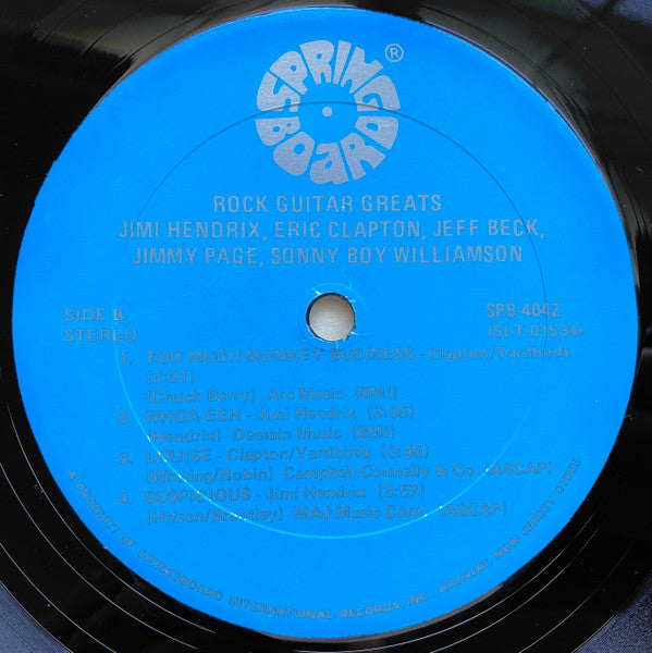 Jimi Hendrix  /  Eric Clapton  /  Jeff Beck  /  Jimmy Page  /  Sonny Boy Williamson (2) : Rock Guitar Greats (LP, Comp)