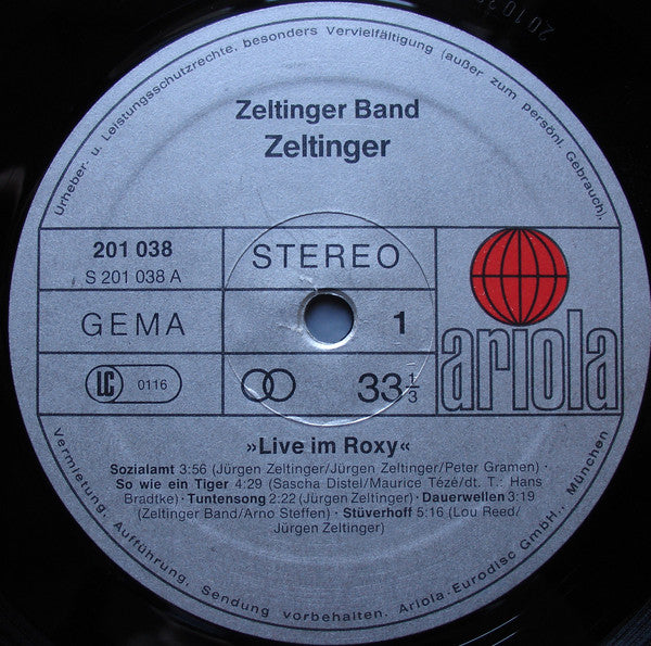 Zeltinger Band : De Plaat (Im Roxy Und Bunker Live) (LP, Album)