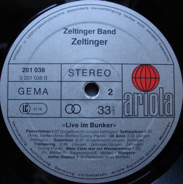 Zeltinger Band : De Plaat (Im Roxy Und Bunker Live) (LP, Album)
