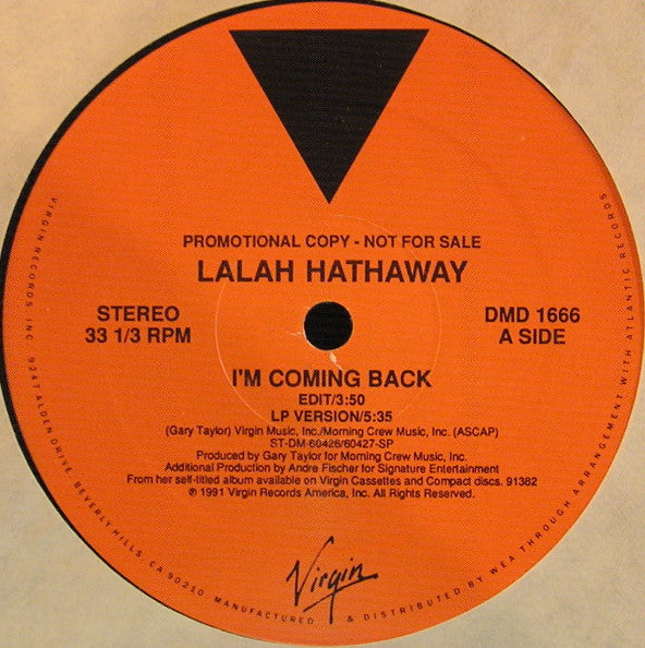 Lalah Hathaway : I'm Coming Back (12", Single, Promo)