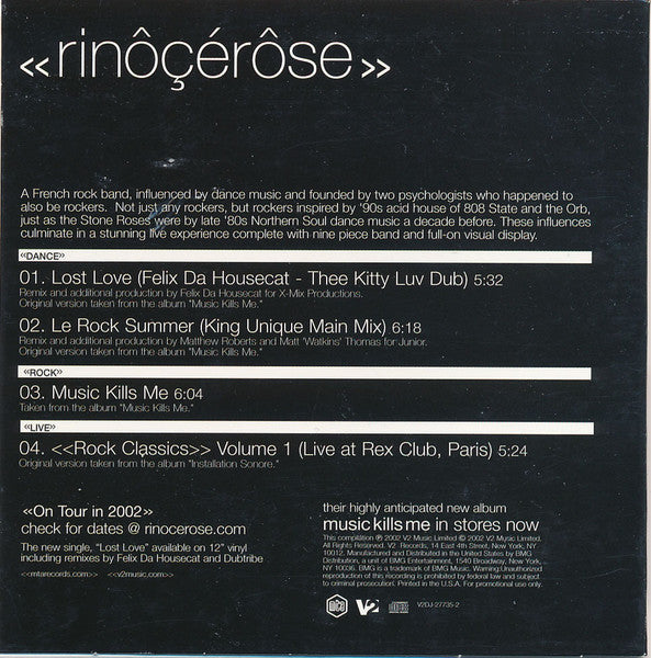 Rinôçérôse : Music Kills Me Sampler (CD, Smplr)