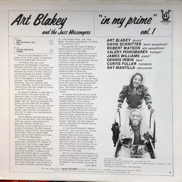 Art Blakey & The Jazz Messengers : In My Prime Vol. 1 (LP, Album)