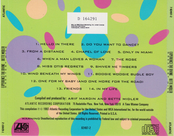 Bette Midler : Experience The Divine (Greatest Hits) (CD, Comp, Club)