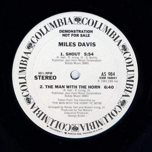 Miles Davis : Shout / The Man With The Horn / Back Seat Betty (12", Promo)