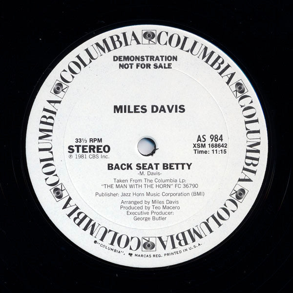 Miles Davis : Shout / The Man With The Horn / Back Seat Betty (12", Promo)