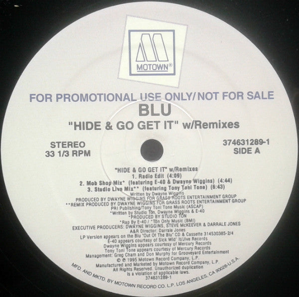 Blu (10) : Hide & Go Get It (Remixes) (12", Promo)