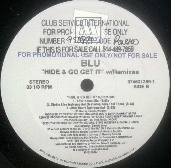Blu (10) : Hide & Go Get It (Remixes) (12", Promo)