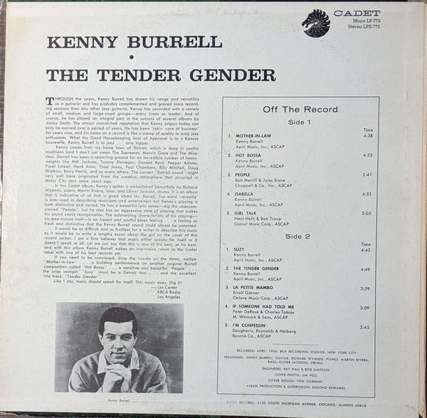 The Kenny Burrell Quartet : The Tender Gender (LP, Album, Pit)
