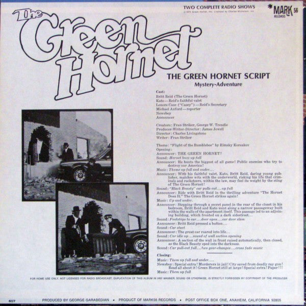 No Artist : The Green Hornet (Original Radio Broadcasts) (LP)