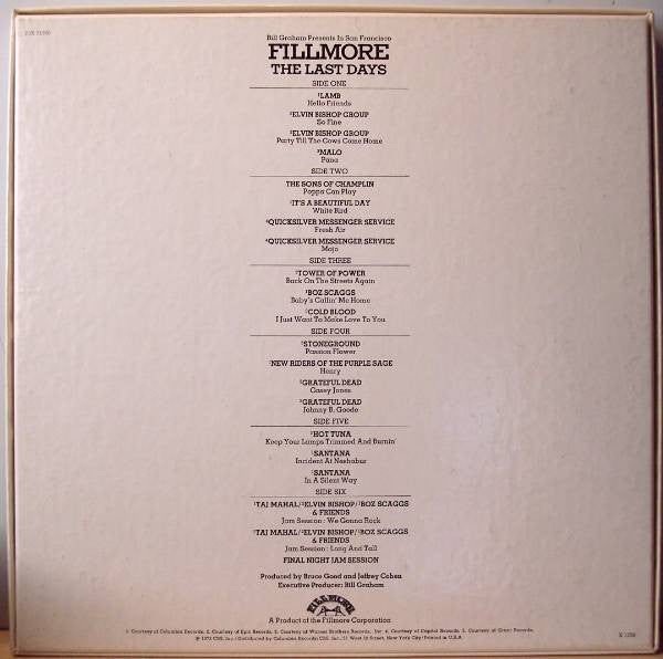 Various : Fillmore - The Last Days (3xLP, Album, Ter + 7" + Box)