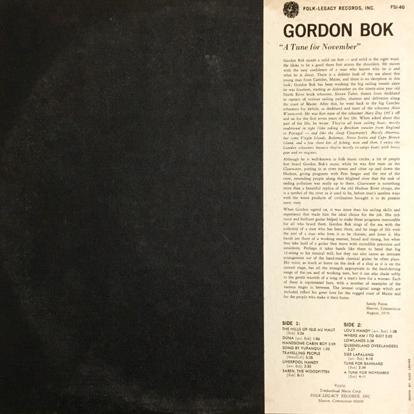 Gordon Bok : A Tune For November (LP, Album, RE)