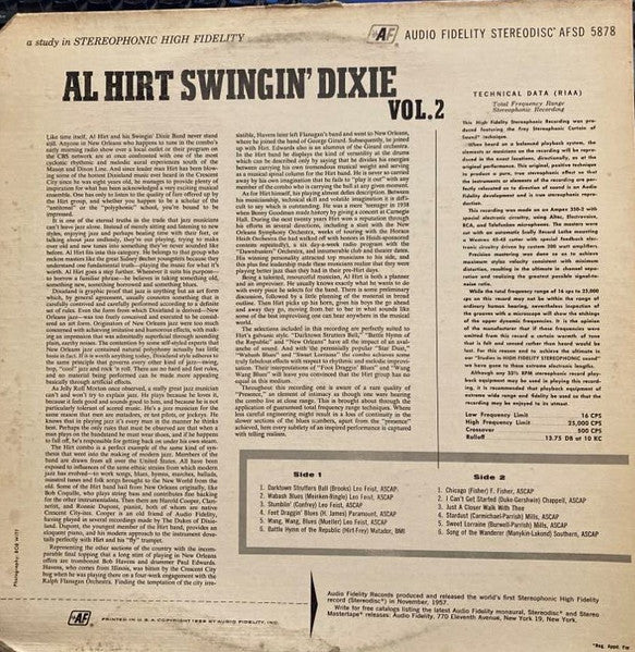 Al Hirt : Swingin' Dixie! (At Dan's Pier 600 In New Orleans) Vol. 2 (LP, Album)