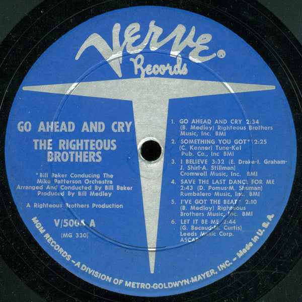 The Righteous Brothers : Go Ahead And Cry (LP, Album, Mono)