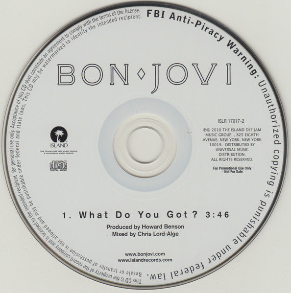 Bon Jovi : What Do You Got? (CD, Single, Promo)