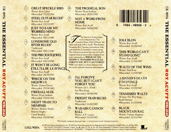 Roy Acuff : The Essential Roy Acuff (1936-1949) (CD, Comp, RE)