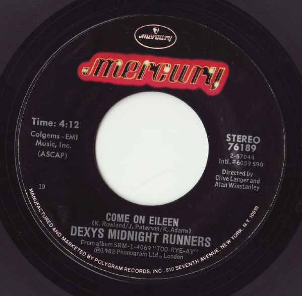 Dexys Midnight Runners : Come On Eileen (7", Single, Styrene, 19 )