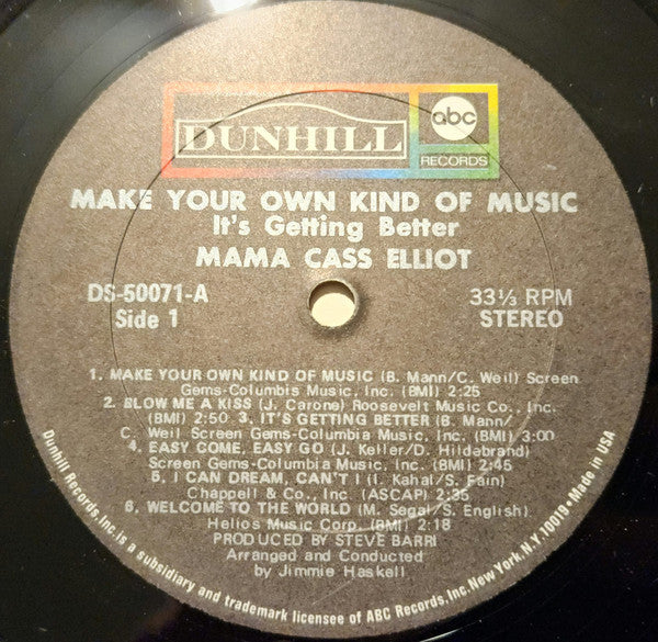 Mama Cass Elliot* : Make Your Own Kind Of Music - It's Getting Better (LP, Album)