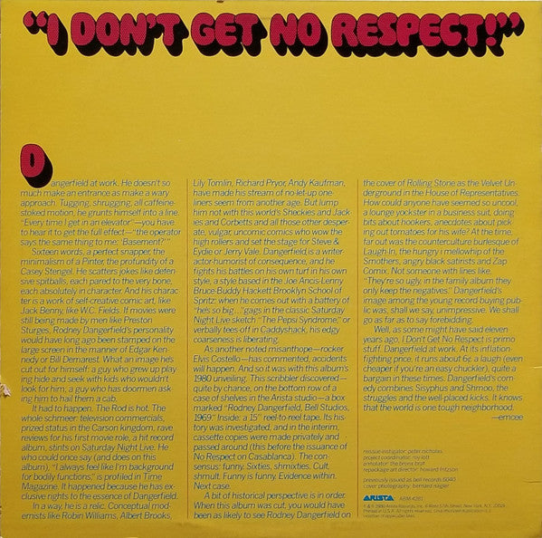 Rodney Dangerfield : I Don't Get No Respect (LP, Album, RE, Ter)