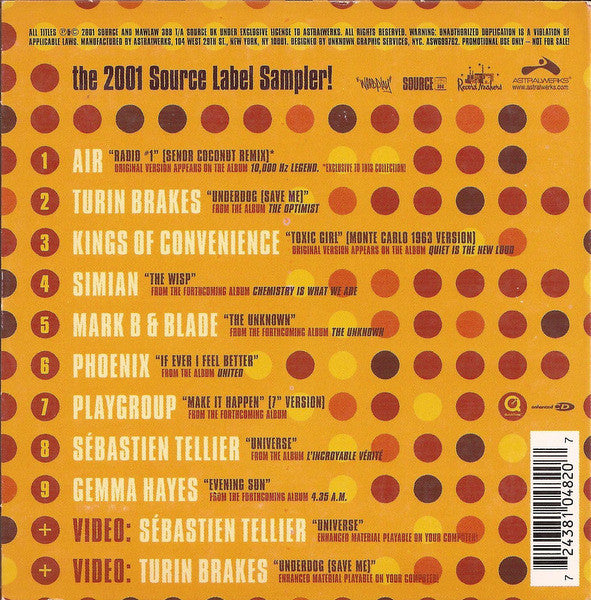 Various : Source Nouveau (The 2001 Source Label Sampler!) (CD, Enh, Promo, Smplr)
