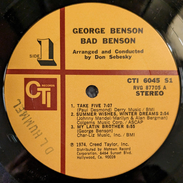 George Benson : Bad Benson (LP, Album, Gat)