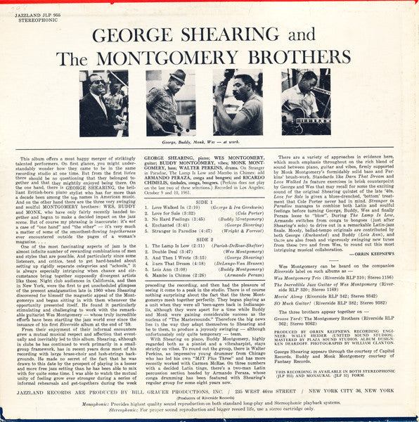 George Shearing And The Montgomery Brothers : George Shearing And The Montgomery Brothers (LP, Album)