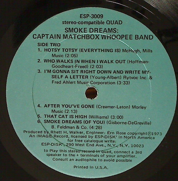 Captain Matchbox Whoopee Band : Smoke Dreams (LP, Album, Quad, Blu)
