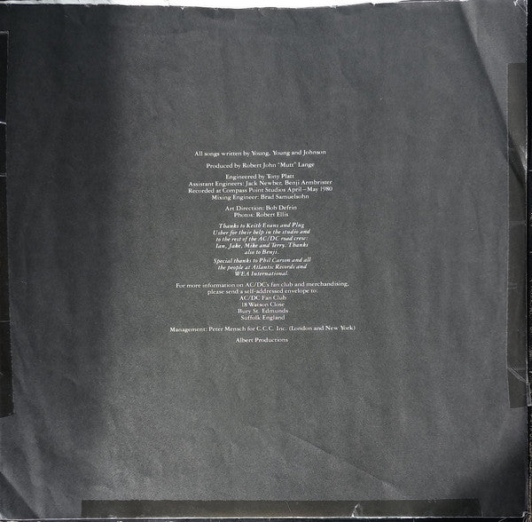 AC/DC : Back In Black (LP, Album, Emb)