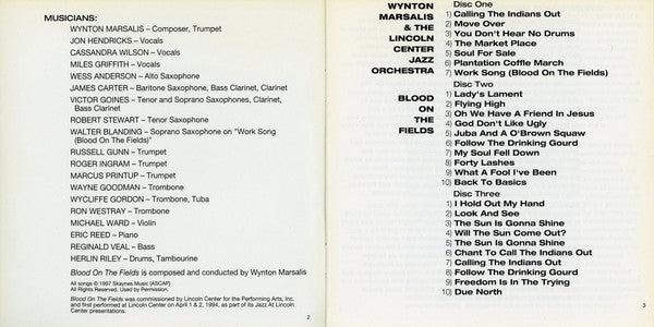 Wynton Marsalis & Jazz At Lincoln Center : Blood On The Fields (3xCD, Album)