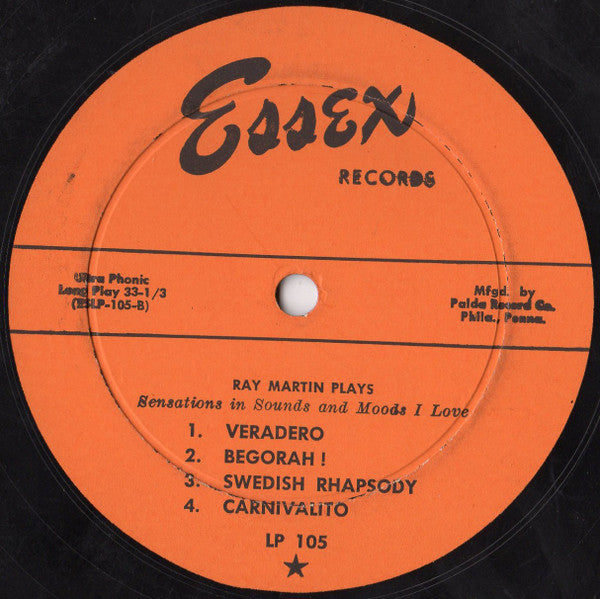 Ray Martin And His Orchestra : Sensations In Sounds And Moods I Love (10", Album)