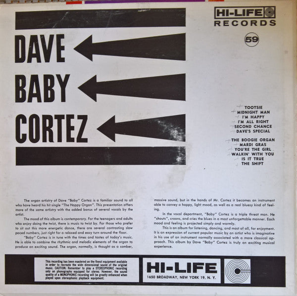 Dave "Baby" Cortez : Dave "Baby" Cortez (LP)