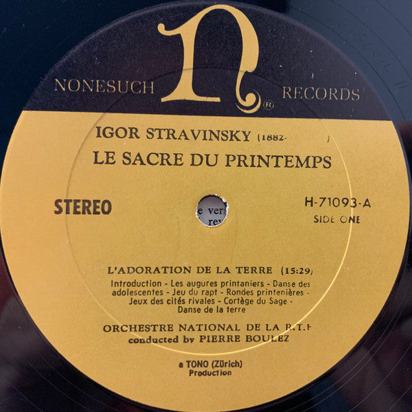 Igor Stravinsky - Pierre Boulez, Orchestre National De La R.T.F.* : The Rite Of Spring (Le Sacre du Printemps) (LP, Album, RE)