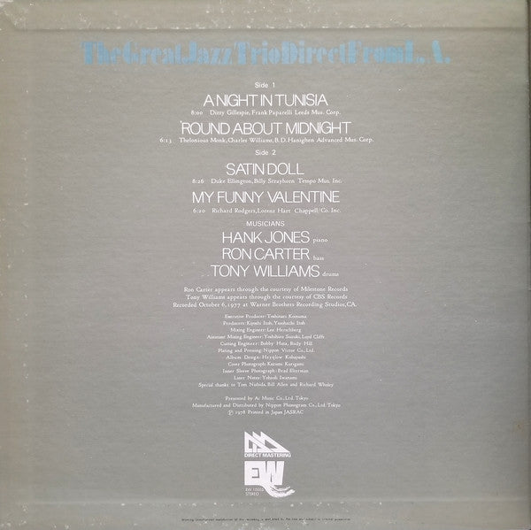 The Great Jazz Trio : The Great Jazz Trio Direct From L.A. (LP, Album, Gat)